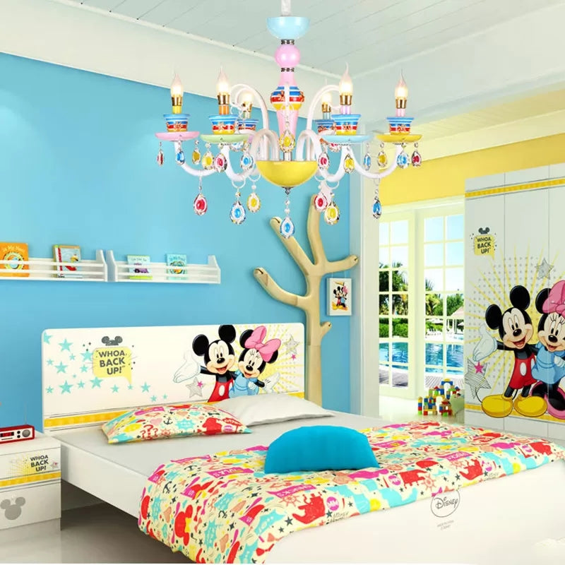 Modern Candle Chandelier Glass Multi-Head Colorful Pendant Light for Kindergarten Clearhalo 'Ceiling Lights' 'Chandeliers' Lighting' options 65165