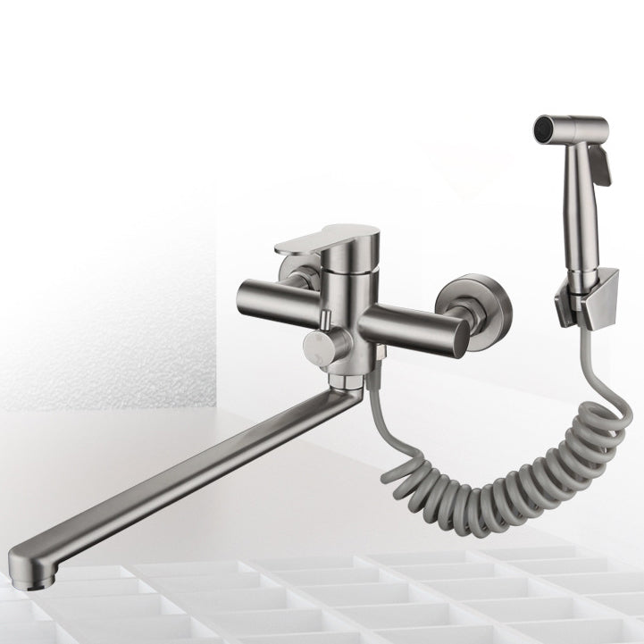 2-Handle 2-Function Water Filler Pull down Kitchen Faucet with Pull out Side Sprayer Clearhalo 'Home Improvement' 'home_improvement' 'home_improvement_kitchen_faucets' 'Kitchen Faucets' 'Kitchen Remodel & Kitchen Fixtures' 'Kitchen Sinks & Faucet Components' 'kitchen_faucets' 6522251