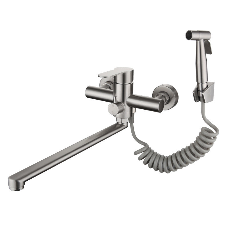 2-Handle 2-Function Water Filler Pull down Kitchen Faucet with Pull out Side Sprayer Spray Gun Clearhalo 'Home Improvement' 'home_improvement' 'home_improvement_kitchen_faucets' 'Kitchen Faucets' 'Kitchen Remodel & Kitchen Fixtures' 'Kitchen Sinks & Faucet Components' 'kitchen_faucets' 6522254