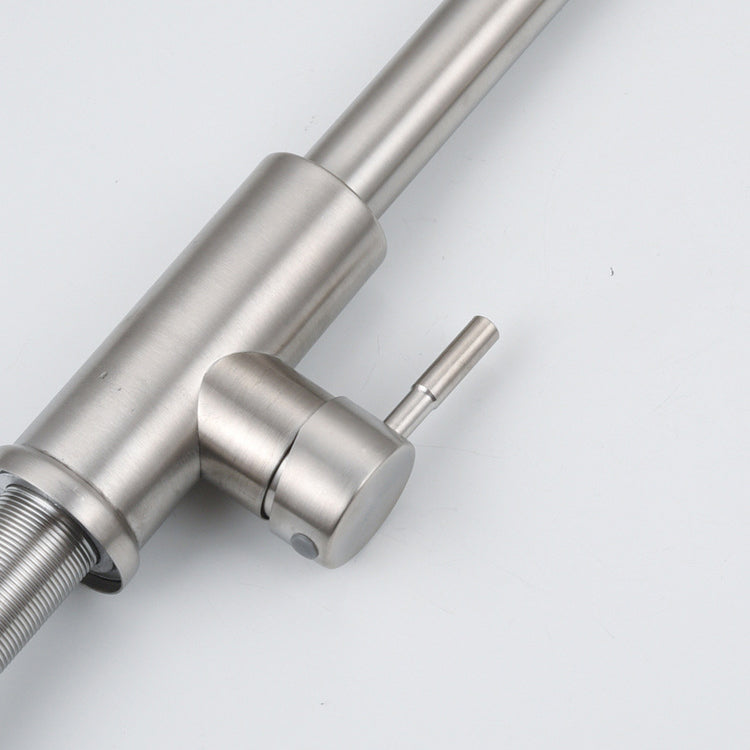 Contemporary Retractable Kitchen Faucet Stainless Steel 1-Handle High Arc Kitchen Faucet Clearhalo 'Home Improvement' 'home_improvement' 'home_improvement_kitchen_faucets' 'Kitchen Faucets' 'Kitchen Remodel & Kitchen Fixtures' 'Kitchen Sinks & Faucet Components' 'kitchen_faucets' 6522309