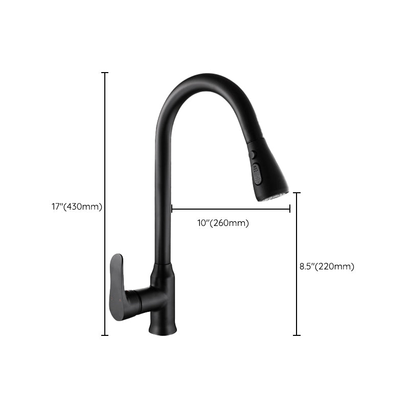 Contemporary Retractable Kitchen Faucet Stainless Steel 1-Handle High Arc Kitchen Faucet Clearhalo 'Home Improvement' 'home_improvement' 'home_improvement_kitchen_faucets' 'Kitchen Faucets' 'Kitchen Remodel & Kitchen Fixtures' 'Kitchen Sinks & Faucet Components' 'kitchen_faucets' 6522315
