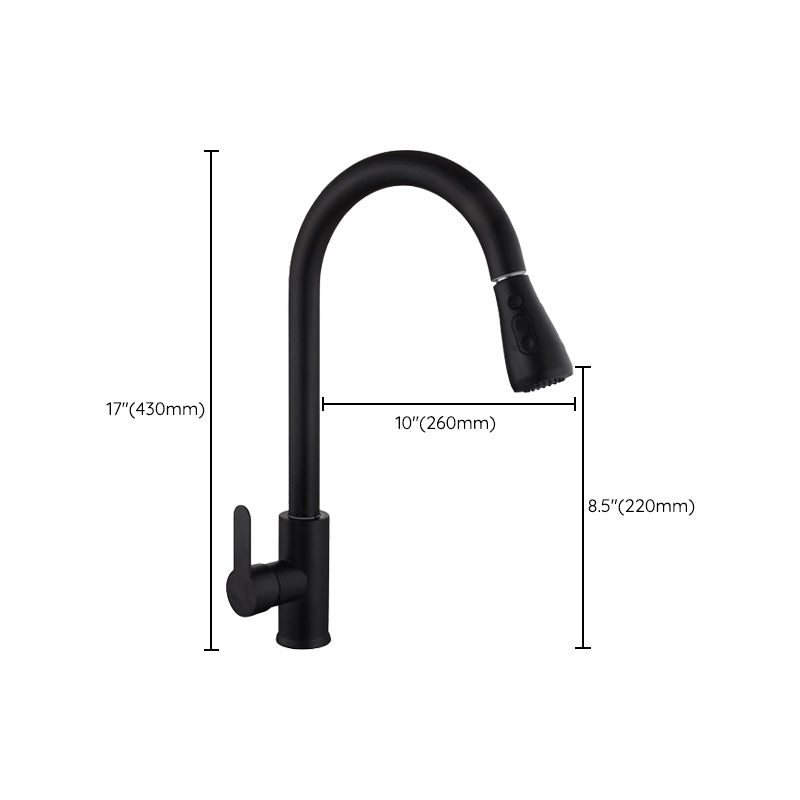 Contemporary Retractable Kitchen Faucet Stainless Steel 1-Handle High Arc Kitchen Faucet Clearhalo 'Home Improvement' 'home_improvement' 'home_improvement_kitchen_faucets' 'Kitchen Faucets' 'Kitchen Remodel & Kitchen Fixtures' 'Kitchen Sinks & Faucet Components' 'kitchen_faucets' 6522316