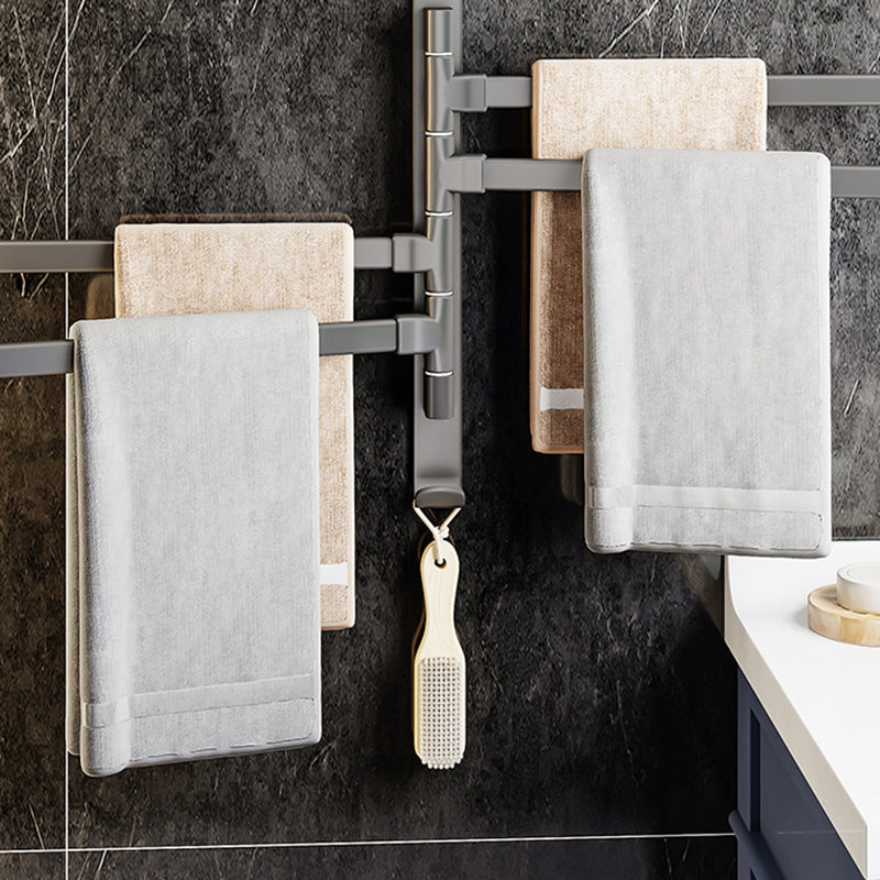 Contemporary Gray Bathroom Accessory Set Aluminum Towel Bar Clearhalo 'Bathroom Hardware Sets' 'Bathroom Hardware' 'Bathroom Remodel & Bathroom Fixtures' 'bathroom_hardware_sets' 'Home Improvement' 'home_improvement' 'home_improvement_bathroom_hardware_sets' 6524339