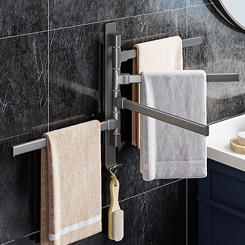 Contemporary Gray Bathroom Accessory Set Aluminum Towel Bar Clearhalo 'Bathroom Hardware Sets' 'Bathroom Hardware' 'Bathroom Remodel & Bathroom Fixtures' 'bathroom_hardware_sets' 'Home Improvement' 'home_improvement' 'home_improvement_bathroom_hardware_sets' 6524340