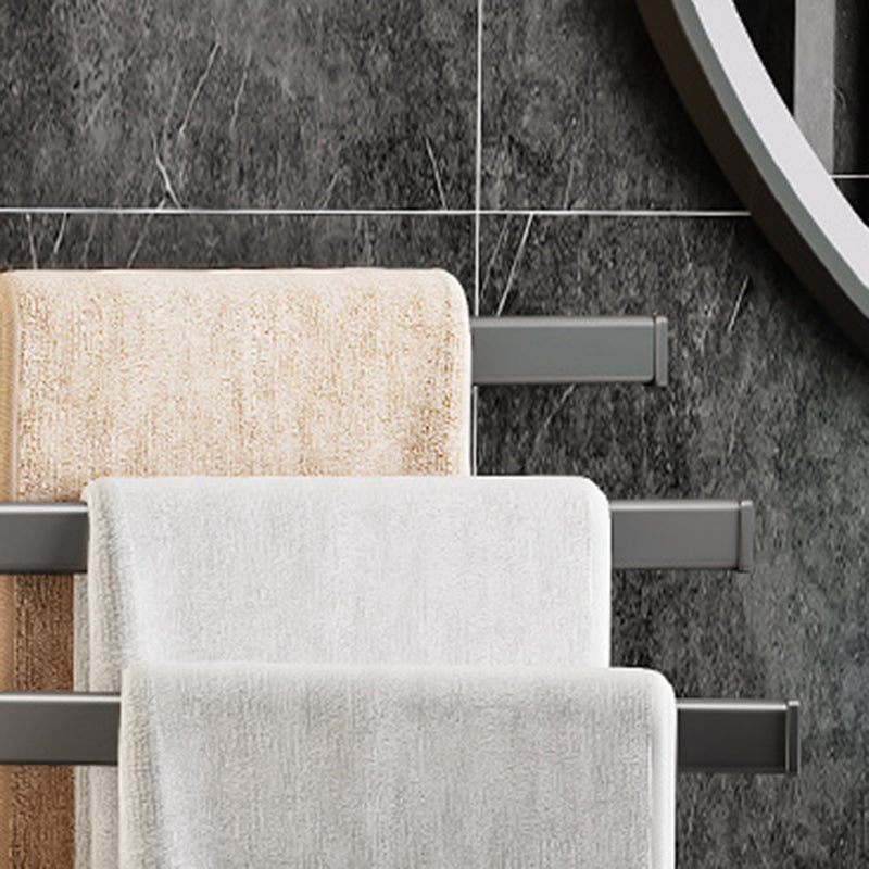 Contemporary Gray Bathroom Accessory Set Aluminum Towel Bar Clearhalo 'Bathroom Hardware Sets' 'Bathroom Hardware' 'Bathroom Remodel & Bathroom Fixtures' 'bathroom_hardware_sets' 'Home Improvement' 'home_improvement' 'home_improvement_bathroom_hardware_sets' 6524342