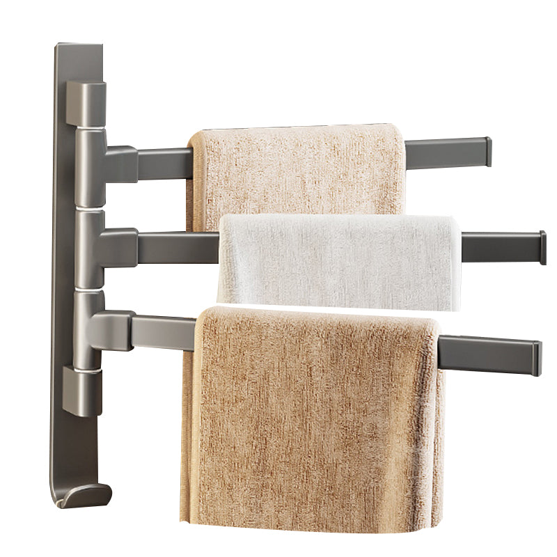 Contemporary Gray Bathroom Accessory Set Aluminum Towel Bar Clearhalo 'Bathroom Hardware Sets' 'Bathroom Hardware' 'Bathroom Remodel & Bathroom Fixtures' 'bathroom_hardware_sets' 'Home Improvement' 'home_improvement' 'home_improvement_bathroom_hardware_sets' 6524347