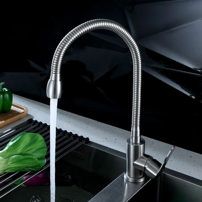 Modern Pot Filler 304 Stainless Steel Pre-rinse Spring Spout Kitchen Sink Faucet Clearhalo 'Home Improvement' 'home_improvement' 'home_improvement_kitchen_faucets' 'Kitchen Faucets' 'Kitchen Remodel & Kitchen Fixtures' 'Kitchen Sinks & Faucet Components' 'kitchen_faucets' 6527844