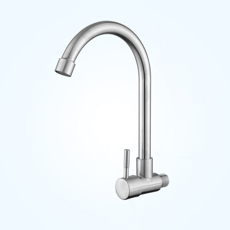 Contemporary Single Handle Kitchen Faucet Pull-down Wall-mounted Faucet in Chrome 8.3" Clearhalo 'Home Improvement' 'home_improvement' 'home_improvement_kitchen_faucets' 'Kitchen Faucets' 'Kitchen Remodel & Kitchen Fixtures' 'Kitchen Sinks & Faucet Components' 'kitchen_faucets' 6527860