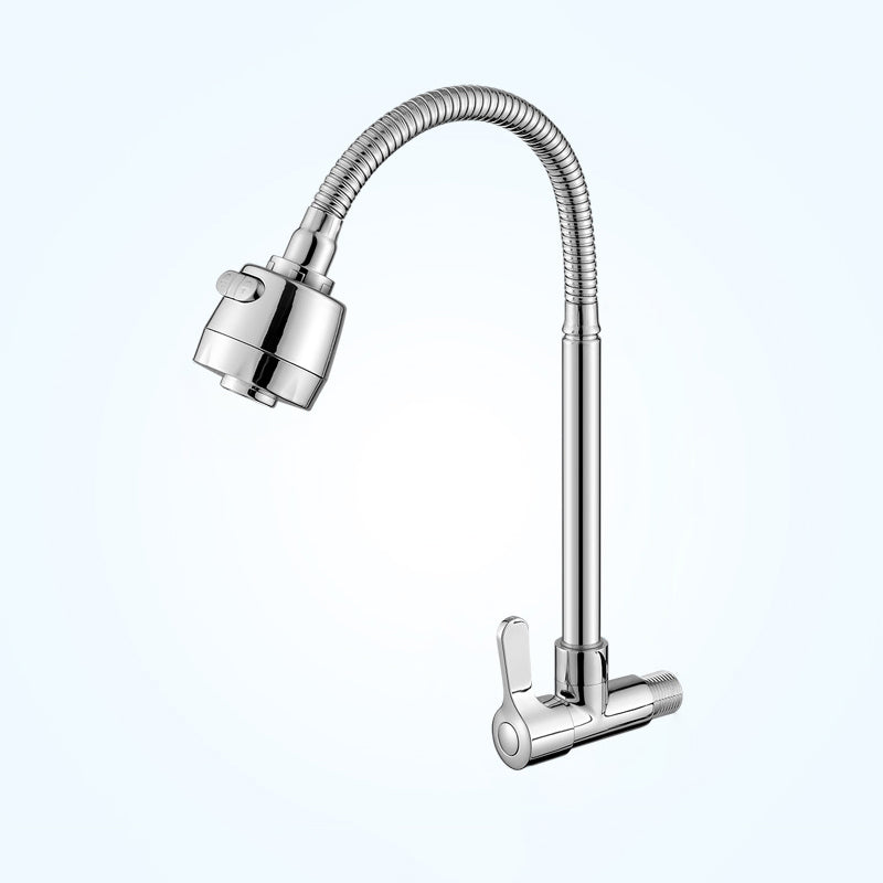 Contemporary Single Handle Kitchen Faucet Pull-down Wall-mounted Faucet in Chrome 9.8" Clearhalo 'Home Improvement' 'home_improvement' 'home_improvement_kitchen_faucets' 'Kitchen Faucets' 'Kitchen Remodel & Kitchen Fixtures' 'Kitchen Sinks & Faucet Components' 'kitchen_faucets' 6527861
