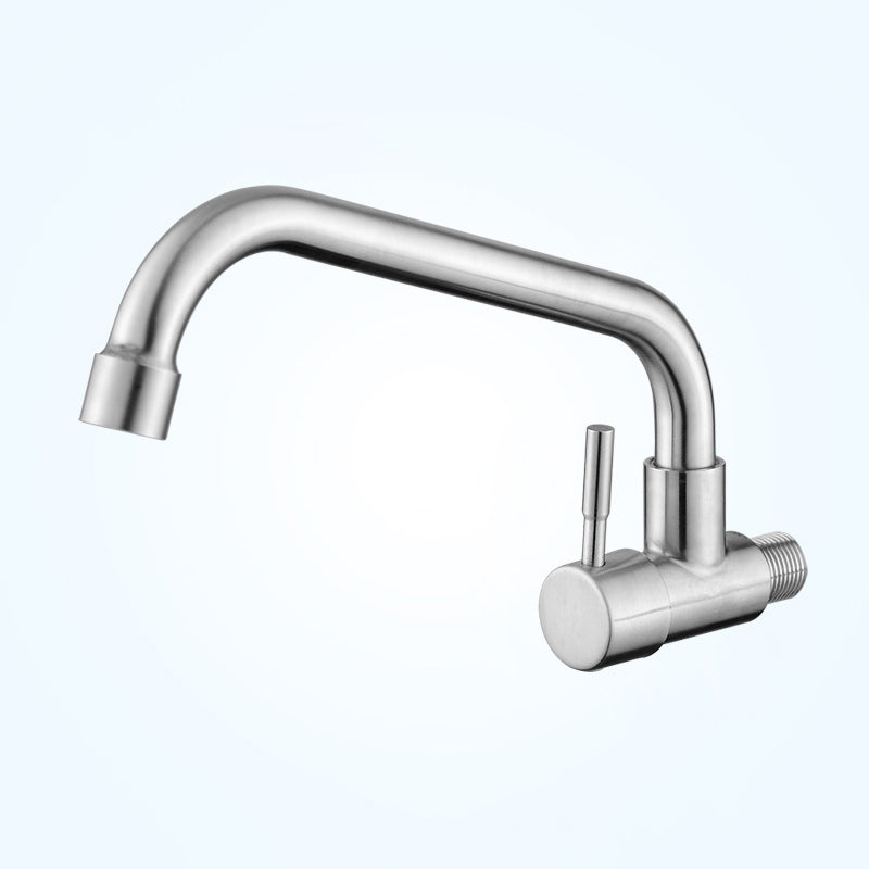Contemporary Single Handle Kitchen Faucet Pull-down Wall-mounted Faucet in Chrome 4.3" Clearhalo 'Home Improvement' 'home_improvement' 'home_improvement_kitchen_faucets' 'Kitchen Faucets' 'Kitchen Remodel & Kitchen Fixtures' 'Kitchen Sinks & Faucet Components' 'kitchen_faucets' 6527863
