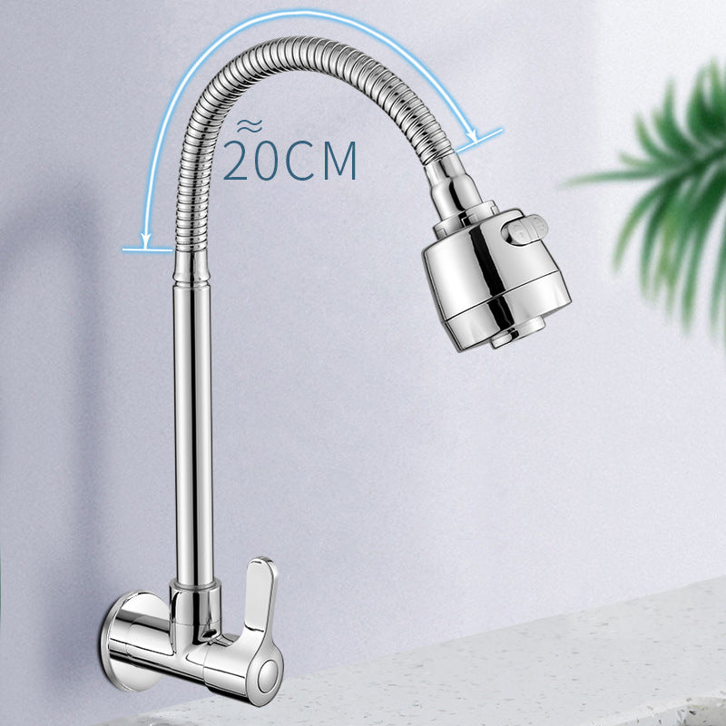 Contemporary Single Handle Kitchen Faucet Pull-down Wall-mounted Faucet in Chrome Clearhalo 'Home Improvement' 'home_improvement' 'home_improvement_kitchen_faucets' 'Kitchen Faucets' 'Kitchen Remodel & Kitchen Fixtures' 'Kitchen Sinks & Faucet Components' 'kitchen_faucets' 6527864