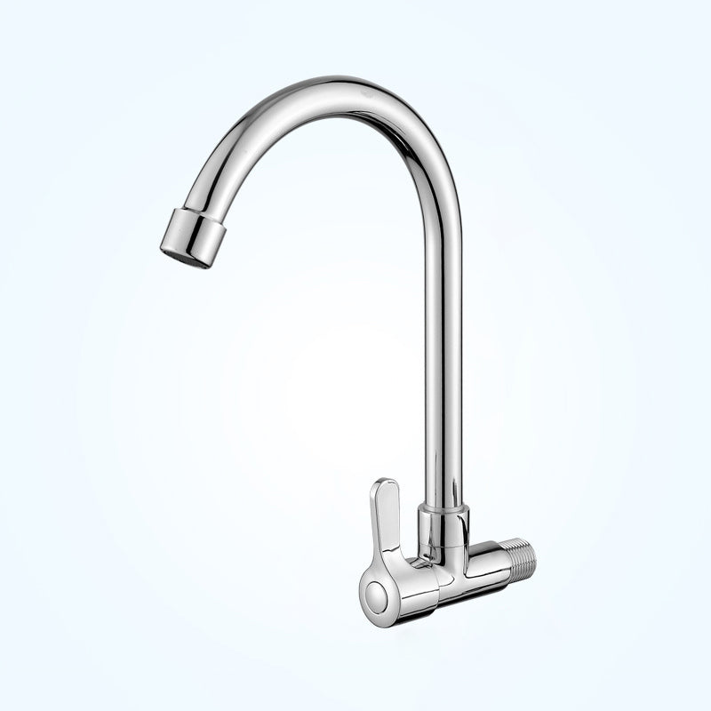 Contemporary Single Handle Kitchen Faucet Pull-down Wall-mounted Faucet in Chrome 8.7" Clearhalo 'Home Improvement' 'home_improvement' 'home_improvement_kitchen_faucets' 'Kitchen Faucets' 'Kitchen Remodel & Kitchen Fixtures' 'Kitchen Sinks & Faucet Components' 'kitchen_faucets' 6527865
