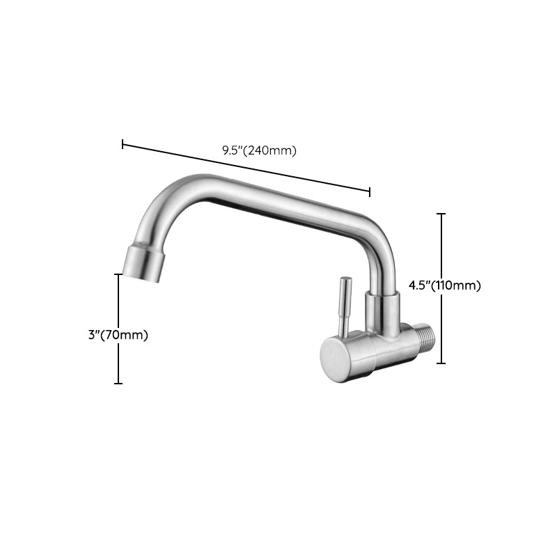 Contemporary Single Handle Kitchen Faucet Pull-down Wall-mounted Faucet in Chrome Clearhalo 'Home Improvement' 'home_improvement' 'home_improvement_kitchen_faucets' 'Kitchen Faucets' 'Kitchen Remodel & Kitchen Fixtures' 'Kitchen Sinks & Faucet Components' 'kitchen_faucets' 6527878