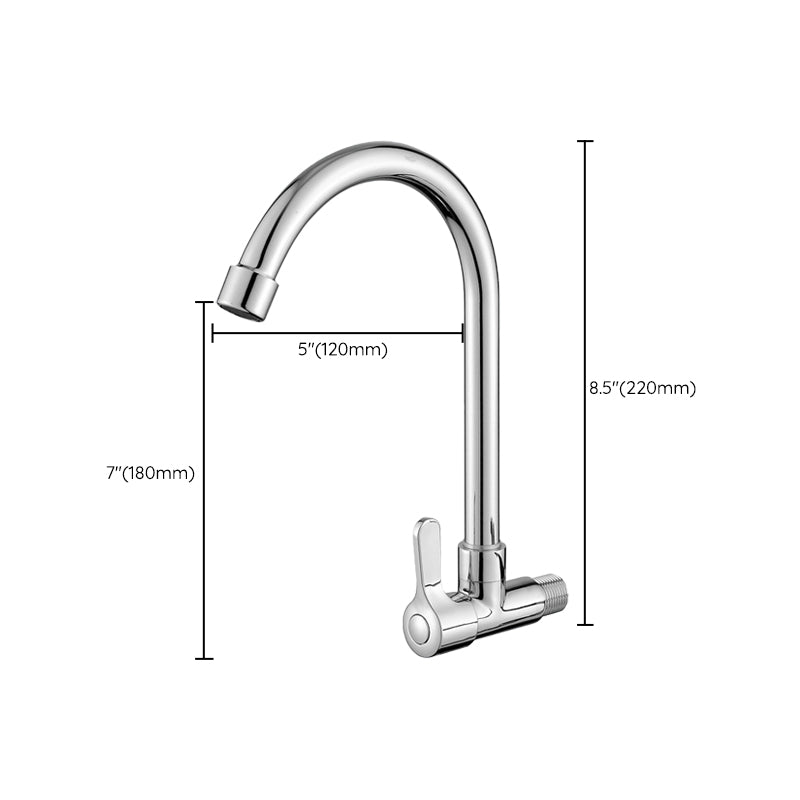 Contemporary Single Handle Kitchen Faucet Pull-down Wall-mounted Faucet in Chrome Clearhalo 'Home Improvement' 'home_improvement' 'home_improvement_kitchen_faucets' 'Kitchen Faucets' 'Kitchen Remodel & Kitchen Fixtures' 'Kitchen Sinks & Faucet Components' 'kitchen_faucets' 6527879