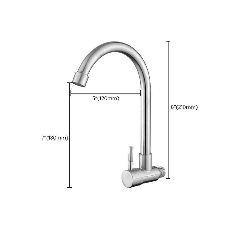 Contemporary Single Handle Kitchen Faucet Pull-down Wall-mounted Faucet in Chrome Clearhalo 'Home Improvement' 'home_improvement' 'home_improvement_kitchen_faucets' 'Kitchen Faucets' 'Kitchen Remodel & Kitchen Fixtures' 'Kitchen Sinks & Faucet Components' 'kitchen_faucets' 6527881