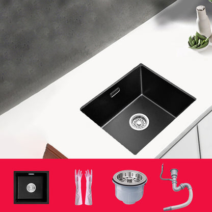 Black Undermount Kitchen Sink Single Bowl Quartz Sink with Faucet 15"L x 13"W x 7"H Sink Only None Clearhalo 'Home Improvement' 'home_improvement' 'home_improvement_kitchen_sinks' 'Kitchen Remodel & Kitchen Fixtures' 'Kitchen Sinks & Faucet Components' 'Kitchen Sinks' 'kitchen_sinks' 6527942