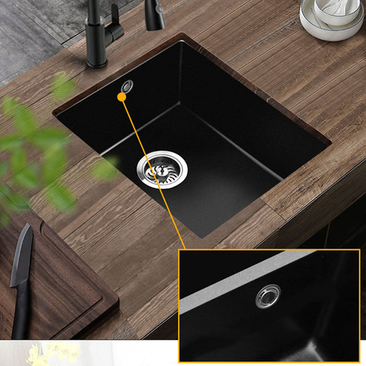 Black Undermount Kitchen Sink Single Bowl Quartz Sink with Faucet Clearhalo 'Home Improvement' 'home_improvement' 'home_improvement_kitchen_sinks' 'Kitchen Remodel & Kitchen Fixtures' 'Kitchen Sinks & Faucet Components' 'Kitchen Sinks' 'kitchen_sinks' 6527949
