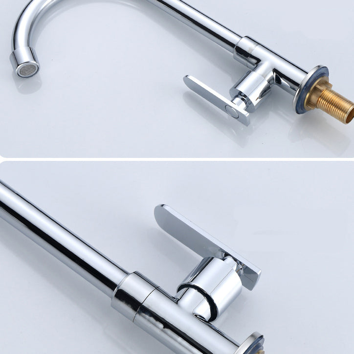 Contemporary Single Handle Kitchen Faucet Pull down 1-Hold Bar Faucet Clearhalo 'Home Improvement' 'home_improvement' 'home_improvement_kitchen_faucets' 'Kitchen Faucets' 'Kitchen Remodel & Kitchen Fixtures' 'Kitchen Sinks & Faucet Components' 'kitchen_faucets' 6527993
