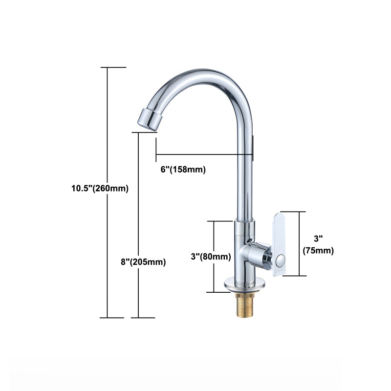 Contemporary Single Handle Kitchen Faucet Pull down 1-Hold Bar Faucet Clearhalo 'Home Improvement' 'home_improvement' 'home_improvement_kitchen_faucets' 'Kitchen Faucets' 'Kitchen Remodel & Kitchen Fixtures' 'Kitchen Sinks & Faucet Components' 'kitchen_faucets' 6528001