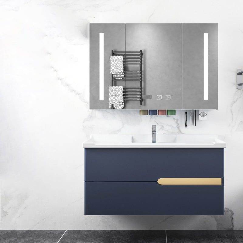 Gorgeous Wooden Sink Vanity Blue Wall Mount Vanity Cabinet with Mirror Cabinet Clearhalo 'Bathroom Remodel & Bathroom Fixtures' 'Bathroom Vanities' 'bathroom_vanities' 'Home Improvement' 'home_improvement' 'home_improvement_bathroom_vanities' 6528002