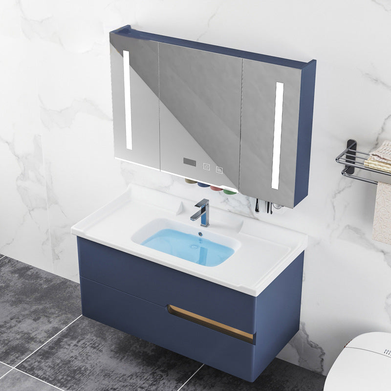 Gorgeous Wooden Sink Vanity Blue Wall Mount Vanity Cabinet with Mirror Cabinet Clearhalo 'Bathroom Remodel & Bathroom Fixtures' 'Bathroom Vanities' 'bathroom_vanities' 'Home Improvement' 'home_improvement' 'home_improvement_bathroom_vanities' 6528009