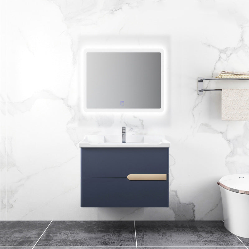 Gorgeous Wooden Sink Vanity Blue Wall Mount Vanity Cabinet with Mirror Cabinet Vanity & Faucet & Mirrors 23.6"L x 18.5"W x 18.9"H Clearhalo 'Bathroom Remodel & Bathroom Fixtures' 'Bathroom Vanities' 'bathroom_vanities' 'Home Improvement' 'home_improvement' 'home_improvement_bathroom_vanities' 6528013