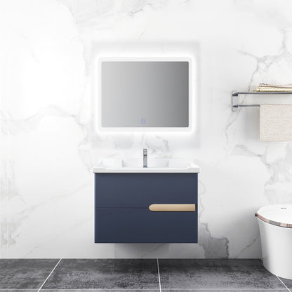 Gorgeous Wooden Sink Vanity Blue Wall Mount Vanity Cabinet with Mirror Cabinet Vanity & Faucet & Mirrors 23.6"L x 18.5"W x 18.9"H Clearhalo 'Bathroom Remodel & Bathroom Fixtures' 'Bathroom Vanities' 'bathroom_vanities' 'Home Improvement' 'home_improvement' 'home_improvement_bathroom_vanities' 6528013