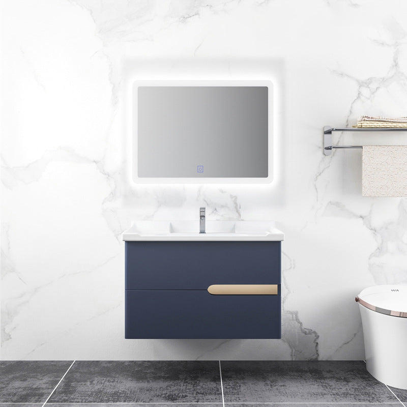 Gorgeous Wooden Sink Vanity Blue Wall Mount Vanity Cabinet with Mirror Cabinet Vanity & Faucet & Mirrors 27.6"L x 18.5"W x 18.9"H Clearhalo 'Bathroom Remodel & Bathroom Fixtures' 'Bathroom Vanities' 'bathroom_vanities' 'Home Improvement' 'home_improvement' 'home_improvement_bathroom_vanities' 6528014