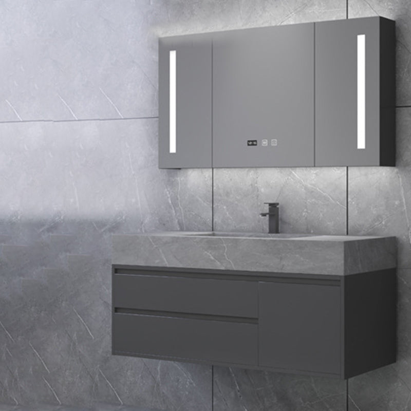 Gorgeous Bathroom Vanity Set Mirror Gray Tone Open Console with Sink Set Clearhalo 'Bathroom Remodel & Bathroom Fixtures' 'Bathroom Vanities' 'bathroom_vanities' 'Home Improvement' 'home_improvement' 'home_improvement_bathroom_vanities' 6528082