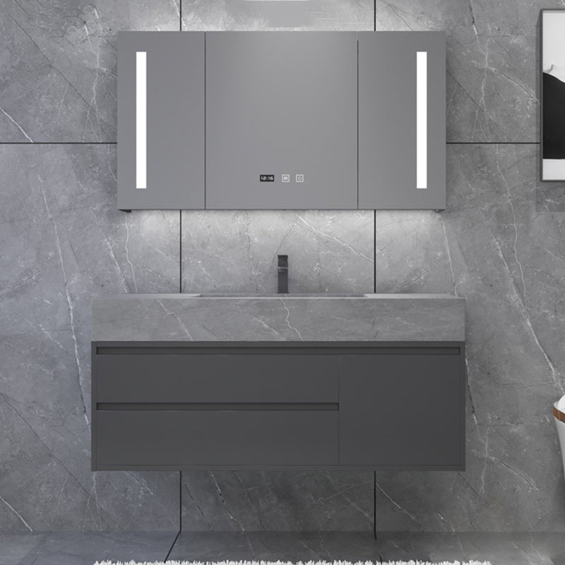 Gorgeous Bathroom Vanity Set Mirror Gray Tone Open Console with Sink Set Clearhalo 'Bathroom Remodel & Bathroom Fixtures' 'Bathroom Vanities' 'bathroom_vanities' 'Home Improvement' 'home_improvement' 'home_improvement_bathroom_vanities' 6528087