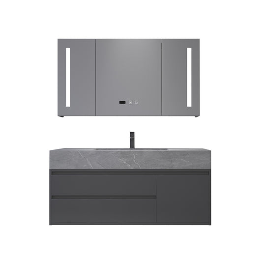 Gorgeous Bathroom Vanity Set Mirror Gray Tone Open Console with Sink Set Clearhalo 'Bathroom Remodel & Bathroom Fixtures' 'Bathroom Vanities' 'bathroom_vanities' 'Home Improvement' 'home_improvement' 'home_improvement_bathroom_vanities' 6528091