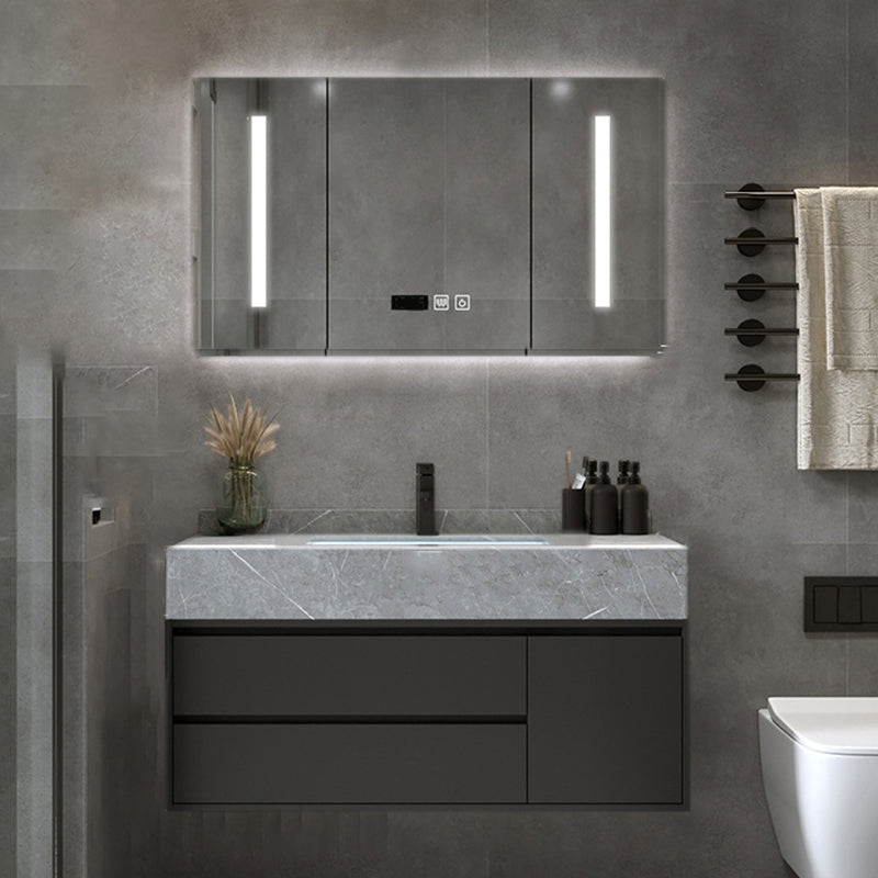 Gorgeous Bathroom Vanity Set Mirror Gray Tone Open Console with Sink Set Vanity & Faucet & Mirror Cabinet 39.5"L x 20"W x 22"H Clearhalo 'Bathroom Remodel & Bathroom Fixtures' 'Bathroom Vanities' 'bathroom_vanities' 'Home Improvement' 'home_improvement' 'home_improvement_bathroom_vanities' 6528096