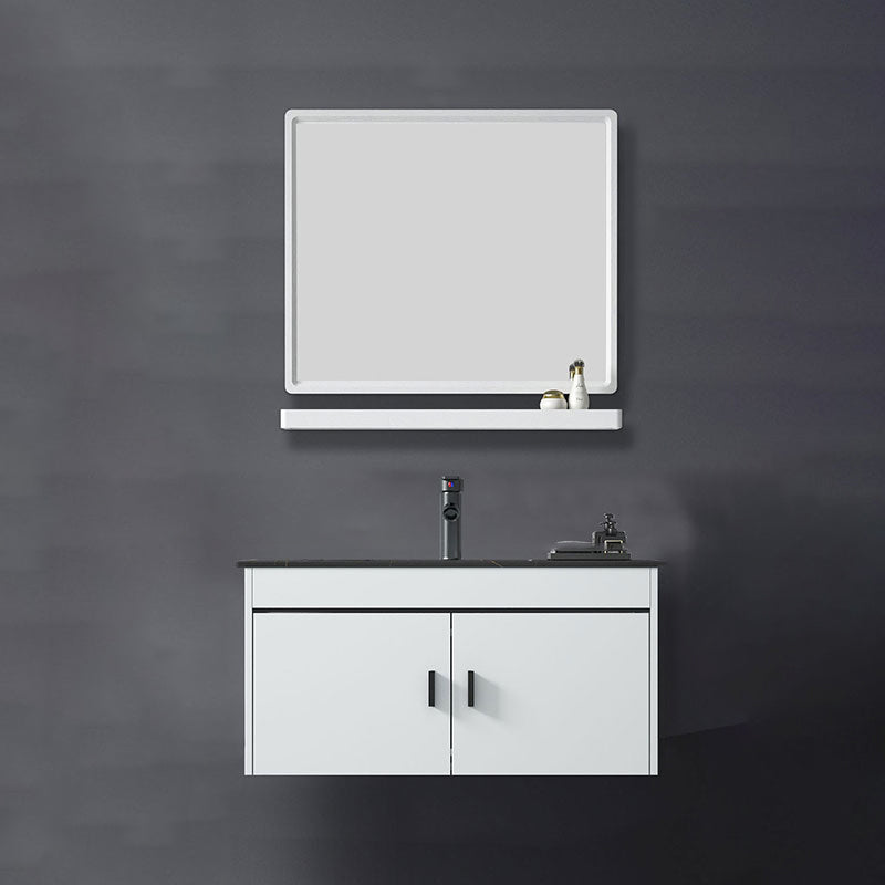 Contemporary Sink Vanity Solid Color Mirror Cabinet Space Saver Vanity for Bathroom Vanity & Faucet & Mirrors Clearhalo 'Bathroom Remodel & Bathroom Fixtures' 'Bathroom Vanities' 'bathroom_vanities' 'Home Improvement' 'home_improvement' 'home_improvement_bathroom_vanities' 6528115