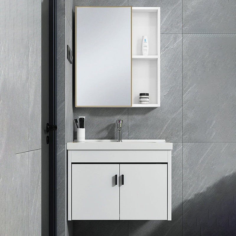 Contemporary Sink Vanity Solid Color Mirror Cabinet Space Saver Vanity for Bathroom Clearhalo 'Bathroom Remodel & Bathroom Fixtures' 'Bathroom Vanities' 'bathroom_vanities' 'Home Improvement' 'home_improvement' 'home_improvement_bathroom_vanities' 6528116