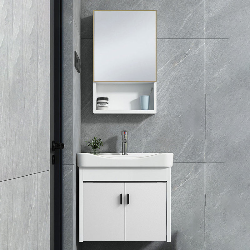 Contemporary Sink Vanity Solid Color Mirror Cabinet Space Saver Vanity for Bathroom Clearhalo 'Bathroom Remodel & Bathroom Fixtures' 'Bathroom Vanities' 'bathroom_vanities' 'Home Improvement' 'home_improvement' 'home_improvement_bathroom_vanities' 6528118