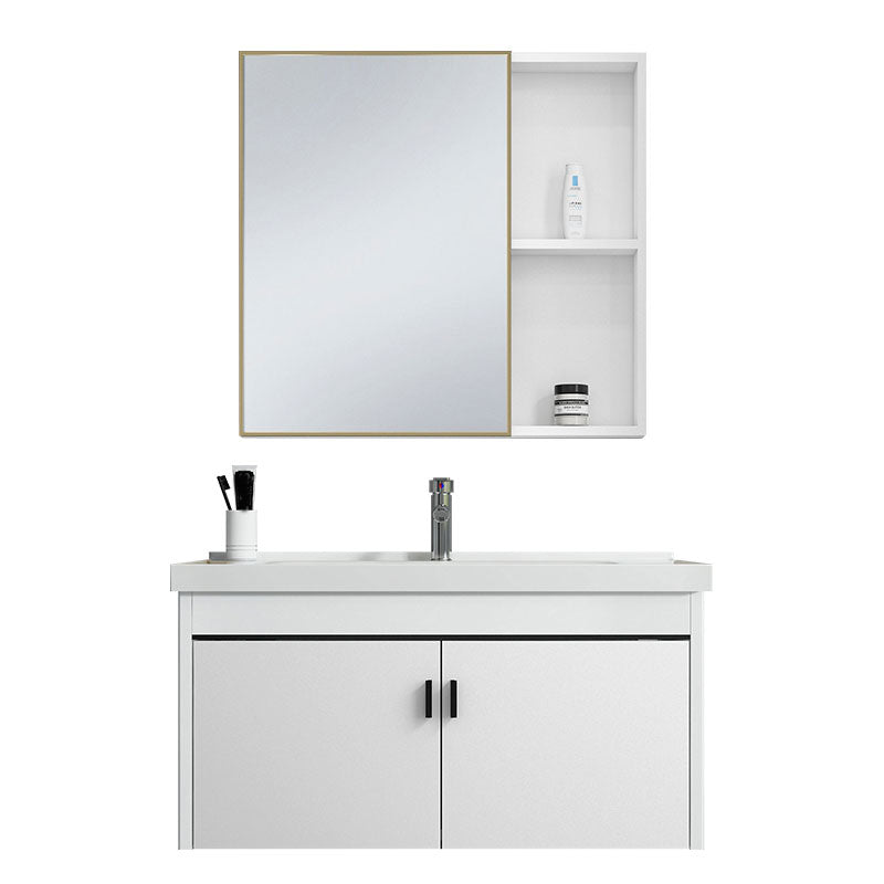 Contemporary Sink Vanity Solid Color Mirror Cabinet Space Saver Vanity for Bathroom Clearhalo 'Bathroom Remodel & Bathroom Fixtures' 'Bathroom Vanities' 'bathroom_vanities' 'Home Improvement' 'home_improvement' 'home_improvement_bathroom_vanities' 6528121