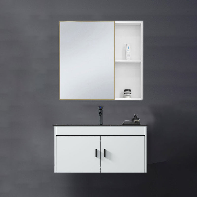 Contemporary Sink Vanity Solid Color Mirror Cabinet Space Saver Vanity for Bathroom Vanity & Faucet & Mirror Cabinet Clearhalo 'Bathroom Remodel & Bathroom Fixtures' 'Bathroom Vanities' 'bathroom_vanities' 'Home Improvement' 'home_improvement' 'home_improvement_bathroom_vanities' 6528123