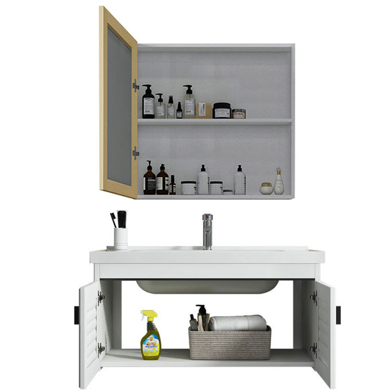 Contemporary Sink Vanity Solid Color Mirror Cabinet Space Saver Vanity for Bathroom Clearhalo 'Bathroom Remodel & Bathroom Fixtures' 'Bathroom Vanities' 'bathroom_vanities' 'Home Improvement' 'home_improvement' 'home_improvement_bathroom_vanities' 6528124