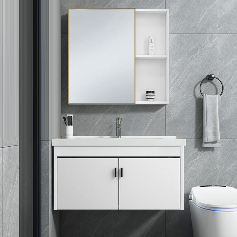 Contemporary Sink Vanity Solid Color Mirror Cabinet Space Saver Vanity for Bathroom Vanity & Faucet & Mirror Cabinet Clearhalo 'Bathroom Remodel & Bathroom Fixtures' 'Bathroom Vanities' 'bathroom_vanities' 'Home Improvement' 'home_improvement' 'home_improvement_bathroom_vanities' 6528127