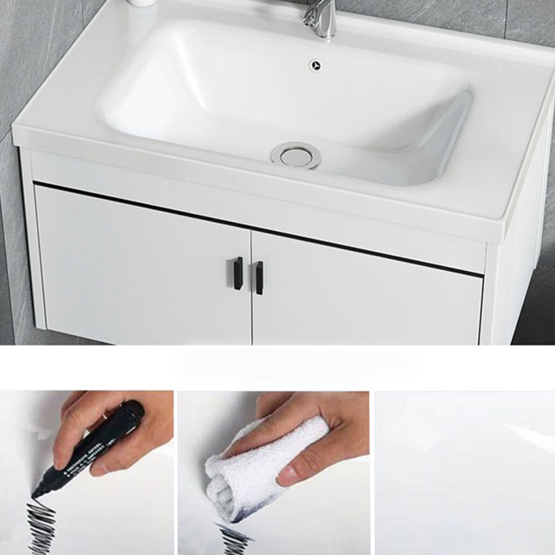 Contemporary Sink Vanity Solid Color Mirror Cabinet Space Saver Vanity for Bathroom Clearhalo 'Bathroom Remodel & Bathroom Fixtures' 'Bathroom Vanities' 'bathroom_vanities' 'Home Improvement' 'home_improvement' 'home_improvement_bathroom_vanities' 6528128