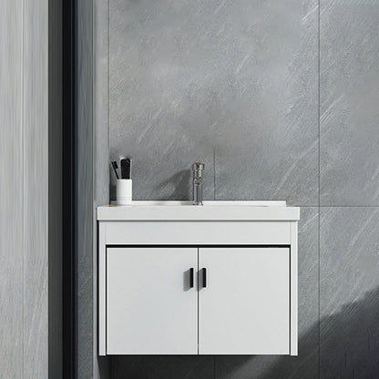 Contemporary Sink Vanity Solid Color Mirror Cabinet Space Saver Vanity for Bathroom Vanity & Faucet 24"L x 16"W x 17"H Clearhalo 'Bathroom Remodel & Bathroom Fixtures' 'Bathroom Vanities' 'bathroom_vanities' 'Home Improvement' 'home_improvement' 'home_improvement_bathroom_vanities' 6528131