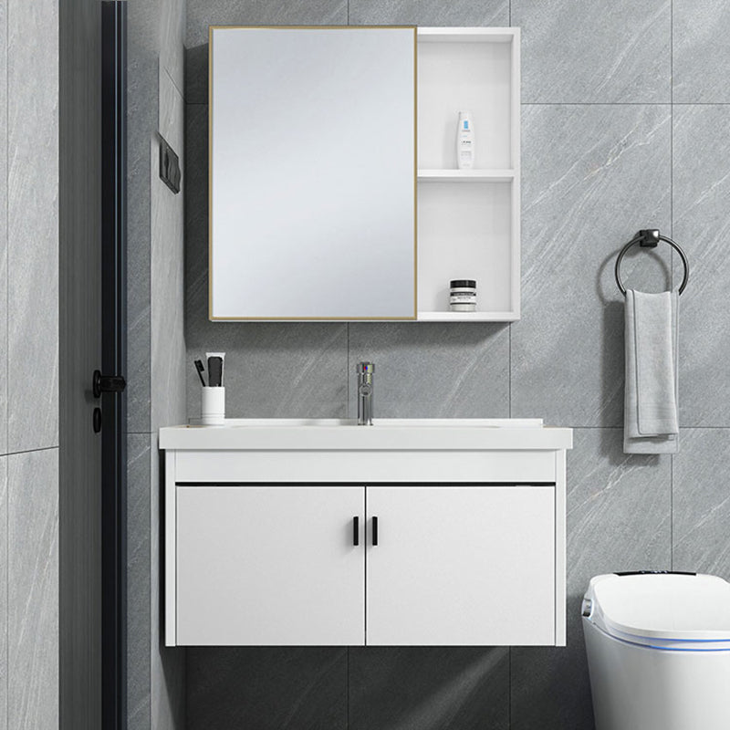 Contemporary Sink Vanity Solid Color Mirror Cabinet Space Saver Vanity for Bathroom Clearhalo 'Bathroom Remodel & Bathroom Fixtures' 'Bathroom Vanities' 'bathroom_vanities' 'Home Improvement' 'home_improvement' 'home_improvement_bathroom_vanities' 6528134