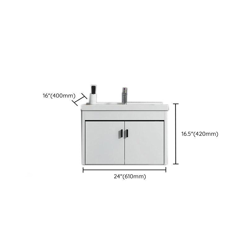 Contemporary Sink Vanity Solid Color Mirror Cabinet Space Saver Vanity for Bathroom Clearhalo 'Bathroom Remodel & Bathroom Fixtures' 'Bathroom Vanities' 'bathroom_vanities' 'Home Improvement' 'home_improvement' 'home_improvement_bathroom_vanities' 6528135