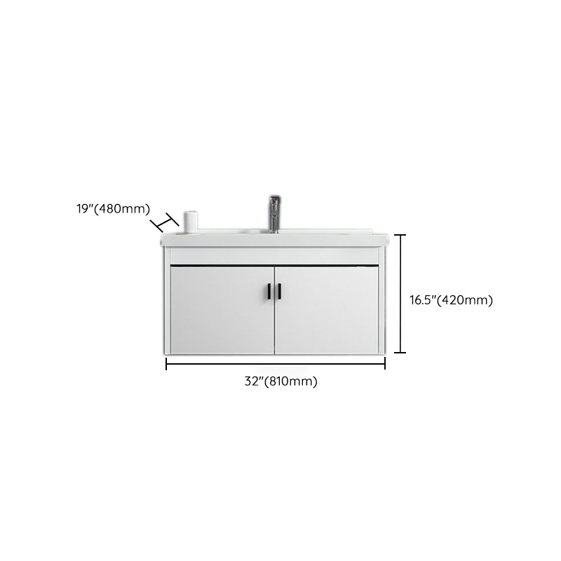 Contemporary Sink Vanity Solid Color Mirror Cabinet Space Saver Vanity for Bathroom Clearhalo 'Bathroom Remodel & Bathroom Fixtures' 'Bathroom Vanities' 'bathroom_vanities' 'Home Improvement' 'home_improvement' 'home_improvement_bathroom_vanities' 6528137