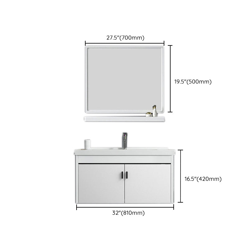 Contemporary Sink Vanity Solid Color Mirror Cabinet Space Saver Vanity for Bathroom Clearhalo 'Bathroom Remodel & Bathroom Fixtures' 'Bathroom Vanities' 'bathroom_vanities' 'Home Improvement' 'home_improvement' 'home_improvement_bathroom_vanities' 6528140