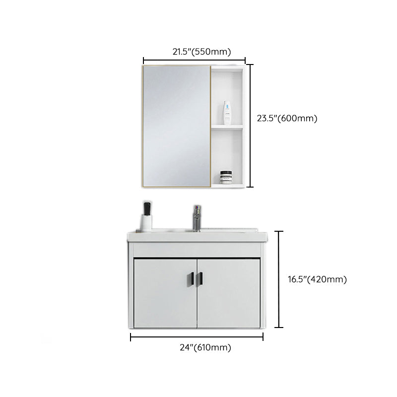 Contemporary Sink Vanity Solid Color Mirror Cabinet Space Saver Vanity for Bathroom Clearhalo 'Bathroom Remodel & Bathroom Fixtures' 'Bathroom Vanities' 'bathroom_vanities' 'Home Improvement' 'home_improvement' 'home_improvement_bathroom_vanities' 6528144