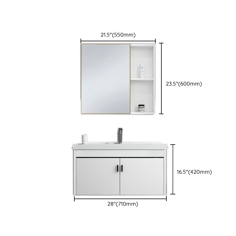 Contemporary Sink Vanity Solid Color Mirror Cabinet Space Saver Vanity for Bathroom Clearhalo 'Bathroom Remodel & Bathroom Fixtures' 'Bathroom Vanities' 'bathroom_vanities' 'Home Improvement' 'home_improvement' 'home_improvement_bathroom_vanities' 6528145