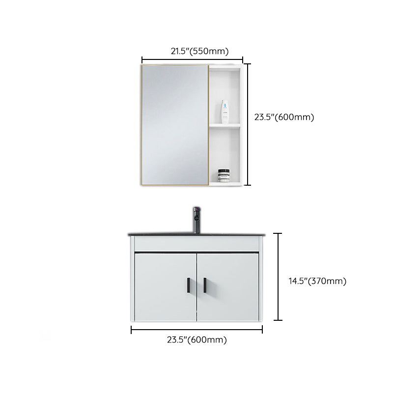 Contemporary Sink Vanity Solid Color Mirror Cabinet Space Saver Vanity for Bathroom Clearhalo 'Bathroom Remodel & Bathroom Fixtures' 'Bathroom Vanities' 'bathroom_vanities' 'Home Improvement' 'home_improvement' 'home_improvement_bathroom_vanities' 6528147