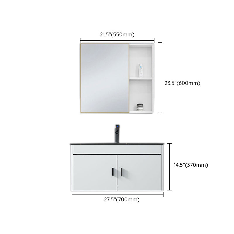 Contemporary Sink Vanity Solid Color Mirror Cabinet Space Saver Vanity for Bathroom Clearhalo 'Bathroom Remodel & Bathroom Fixtures' 'Bathroom Vanities' 'bathroom_vanities' 'Home Improvement' 'home_improvement' 'home_improvement_bathroom_vanities' 6528148
