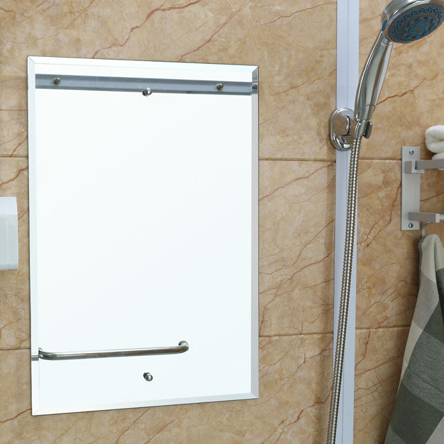 Frosted Glass Single Sliding Shower Enclosure Framed Shower Kit in White Clearhalo 'Bathroom Remodel & Bathroom Fixtures' 'Home Improvement' 'home_improvement' 'home_improvement_shower_stalls_enclosures' 'Shower Stalls & Enclosures' 'shower_stalls_enclosures' 'Showers & Bathtubs' 6528204